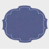 La Gallina Matta Parentesi Oval Placemats | Denim/White - Set of 12