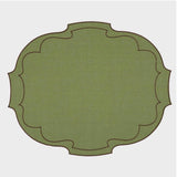 La Gallina Matta Parentesi Oval Placemats | Green/Brown - Set of 12