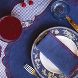 La Gallina Matta Ninette Placemats | Denim/Cardinal - Set of 12