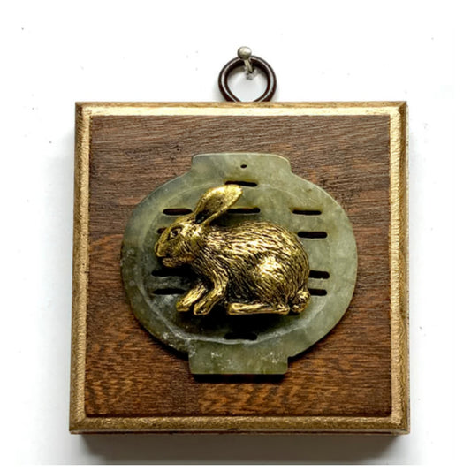 Wooden Frame with Bunny on Jade