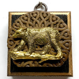 Bourbon Barrel Frame with Bear on Carved Wood