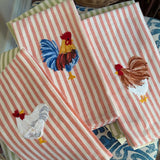 Kitchen Towel | Brown Hen on Orange Stripe