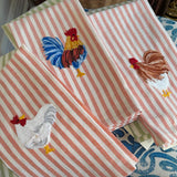 Kitchen Towel | Brown Hen on Orange Stripe