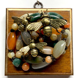 Wooden Frame with Bees on Beads