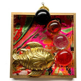 Acrylic Frame with Fish on Glass Beads / Slight Imperfections
