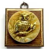 Wooden Frame with Owl on Jade