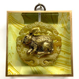 Acrylic Frame with Bunny on Jade/ Slight Imperfections