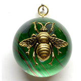Acrylic Orb Frame with Grande Bee on Marbled Paper / Slight Imperfections