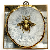 Acrylic Frame wtih Grande Bee on Agate / Slight Imperfections