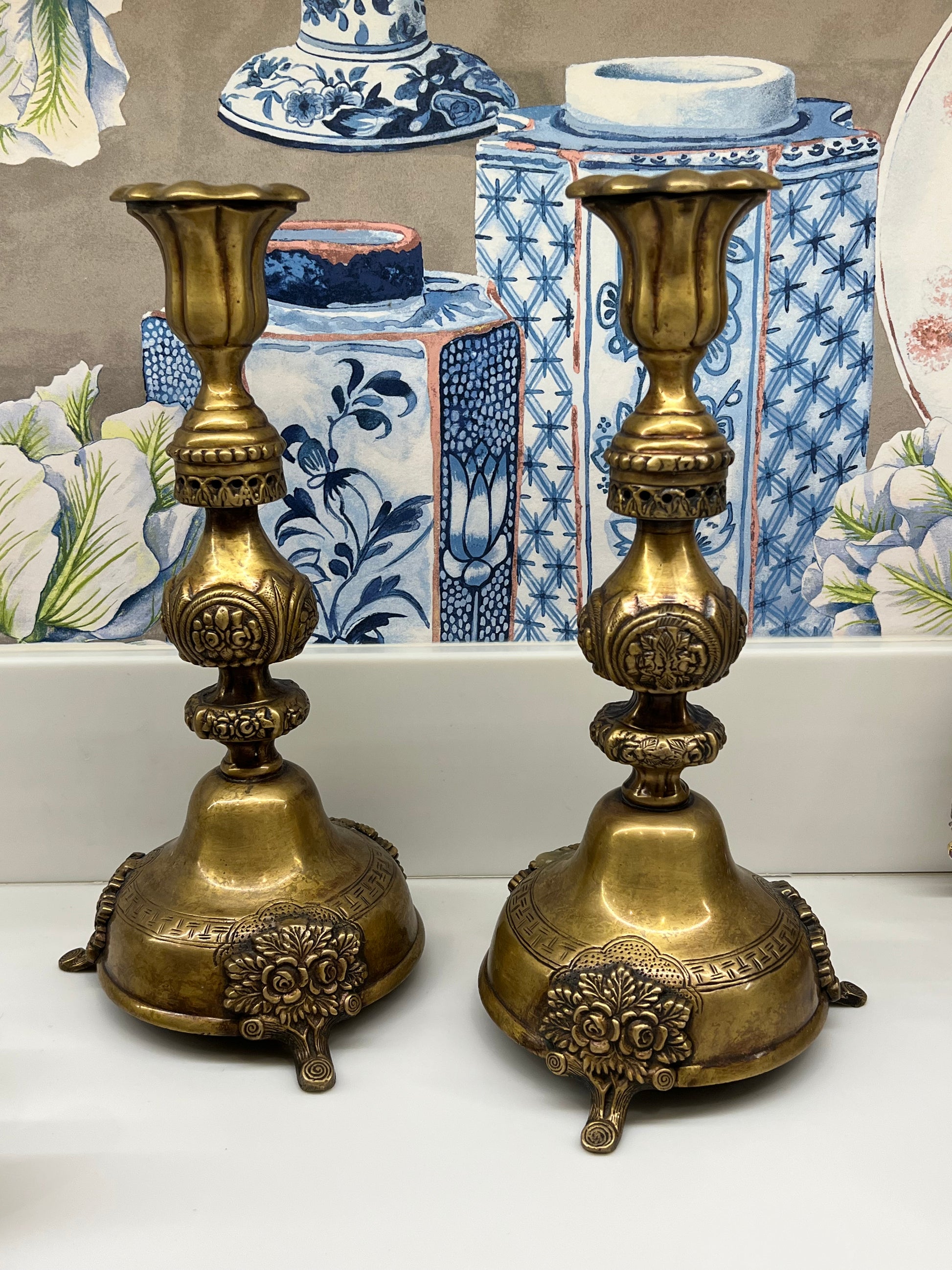 Pair of Antique Brass Candlesticks