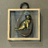 Acrylic Frame with Marbled Paper Back and Cat