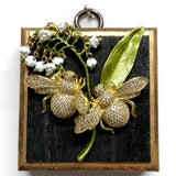 Bourbon Barrel Frame with Sparkle Bees on Lily of the Valley