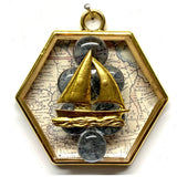 Acrylic Frame with Boat on Glass Beads/ Slight Imperfections