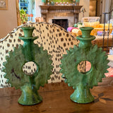 Moroccan Sculptural Candle Holder | Green