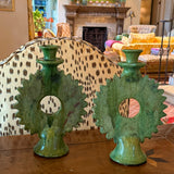 Moroccan Sculptural Candle Holder | Green