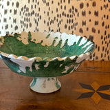 Moroccan Pedestal Bowl | Green Splatter Glaze