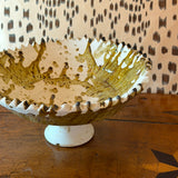 Moroccan Pedestal Bowl | Yellow Ochre Splatter Glaze