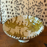 Moroccan Pedestal Bowl | Yellow Ochre Splatter Glaze