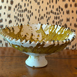 Moroccan Pedestal Bowl | Yellow Ochre Splatter Glaze