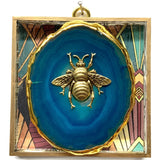 Acrylic Frame with Grande Bee on Agate / Slight Imperfections