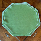 La Gallina Matta Octagon Placemats | Green/White - Set of 12