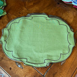 La Gallina Matta Parentesi Oval Placemats | Green/Brown - Set of 12