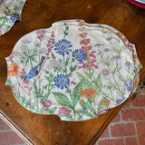 La Gallina Matta Parentesi Oval Placemats | Blooming Flowers Natural - Set of 12