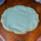 La Gallina Matta Parentesi Oval Placemats | Lagoon/Ocra - Set of 12