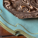 La Gallina Matta Parentesi Oval Placemats | Lagoon/Ocra - Set of 12