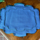 La Gallina Matta Parentesi Placemat | Denim/Dark Green - Set of 12