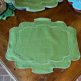 La Gallina Matta Parentesi Placemats | Green/White - Set of 12