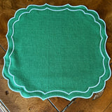 La Gallina Matta Krinkle Placemats | Artichoke/White - Set of 12