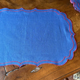 La Gallina Matta Ninette Placemats | Denim/Cardinal - Set of 12