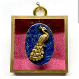 Acrylic Frame with Peacock on Lapis / Slight Imperfections