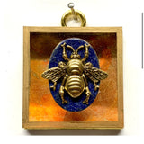 Acrylic Frame with Grande Bee on Lapis / Slight Imperfections
