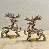 Czech Rhinestone Christmas Stag Pair
