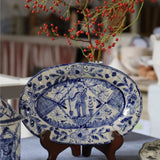 Decorative Blue Platter with Gardener | Lisa Sandner