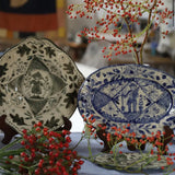 Decorative Blue Platter with Gardener | Lisa Sandner