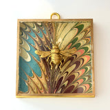 Acrylic Frame with Marbled Paper and Italian Bee / Slight Imperfections