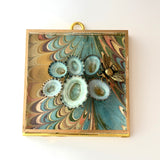 Acrylic Frame with Marbled Paper with Bee and Shells / Slight Imperfections