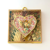 Acrylic Frame with Marbled Paper with Vintage Valentine / Slight Imperfections