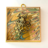 Acrylic Frame with Marbled Paper with Octopus / Slight Imperfections