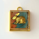 Acrylic Frame with Marbled Paper with Rabbit / Slight Imperfections