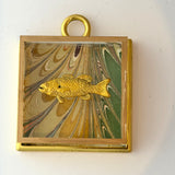 Acrylic Frame with Marbled Paper with Fish / Slight Imperfections