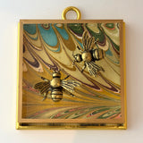Acrylic Frame with Marbled Paper with Bees / Slight Imperfections