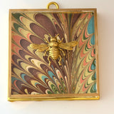 Acrylic Frame with Marbled Paper with Italian Bee / Slight Imperfections