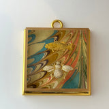 Acrylic Frame with Marbled Paper with Fish and Sparkle Bee / Slight Imperfections