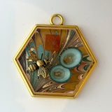 Acrylic Frame with Marbled Paper with Bee and Shells / Slight Imperfections