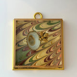 Acrylic Frame with Marbled Paper with Napoleonic Bee and Shell / Slight Imperfections