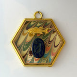 Acrylic Frame with Marbled Paper with Fish and Intaglio / Slight Imperfections